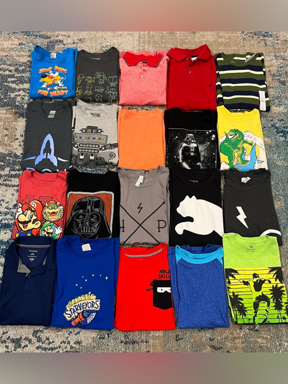 Boys Summer Short Sleeve T-Shirt Bundle – 20 Pieces
